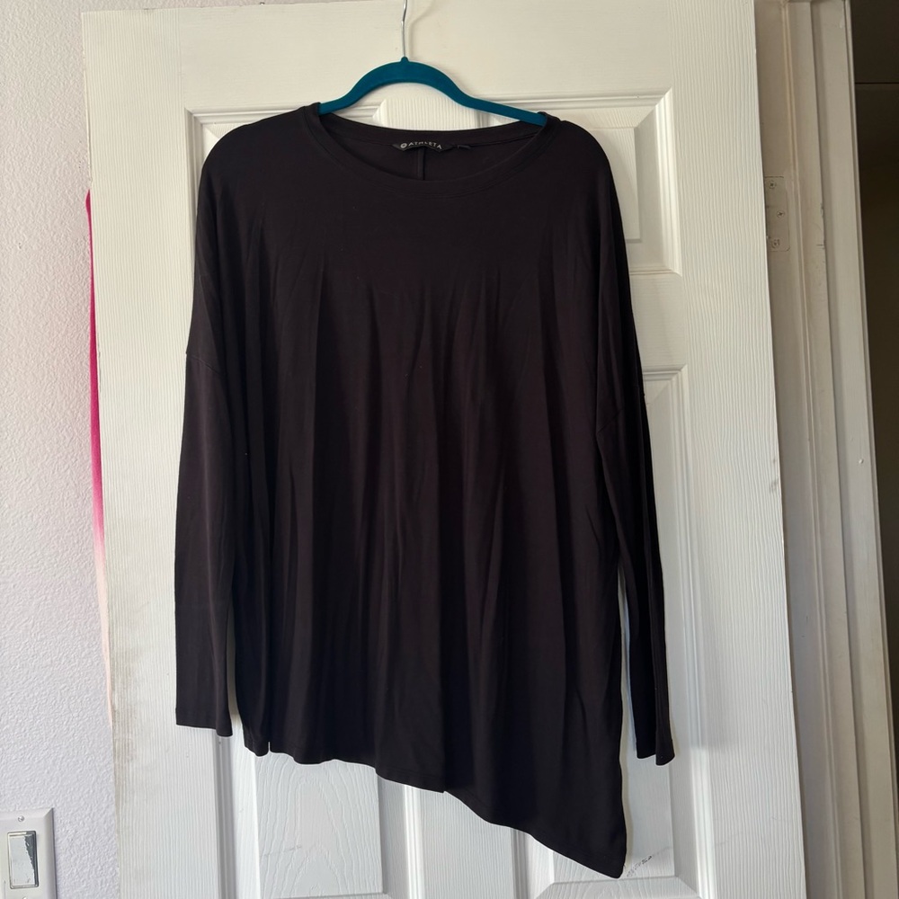 Athleta Oversized Asymmetrical Black Long Sleeve